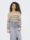 Damen Pullover Gestreift Braun