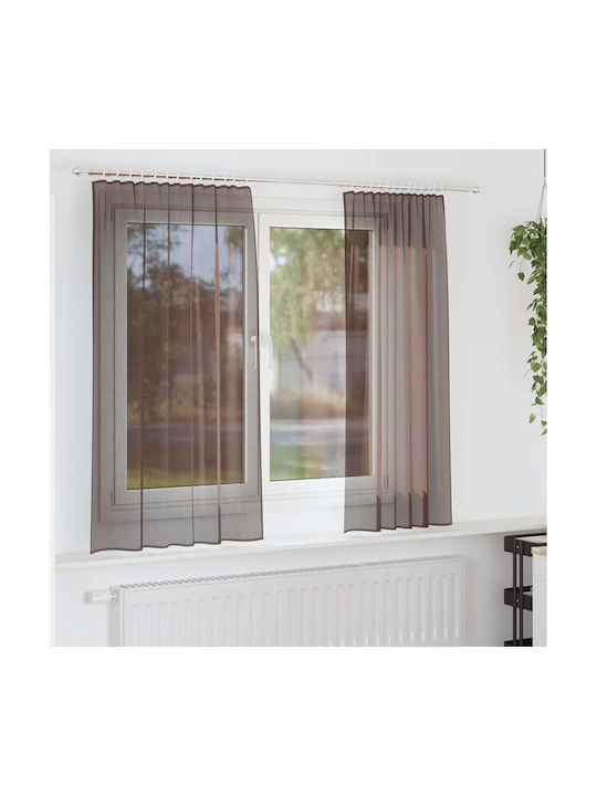 vidaXL vidaXL Vorhänge Fenster mit Obere Registerkarte Braune 140x175cm