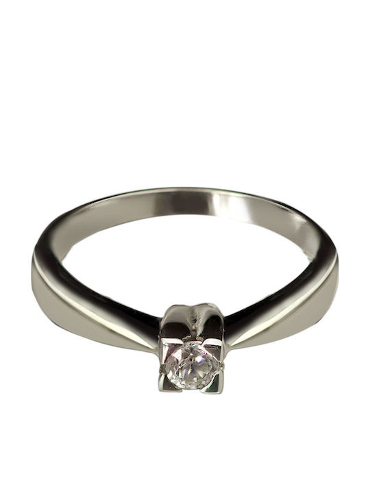 Tasoulis Jewellery Collection Μονόπετρο από Λευκόχρυσο 14K