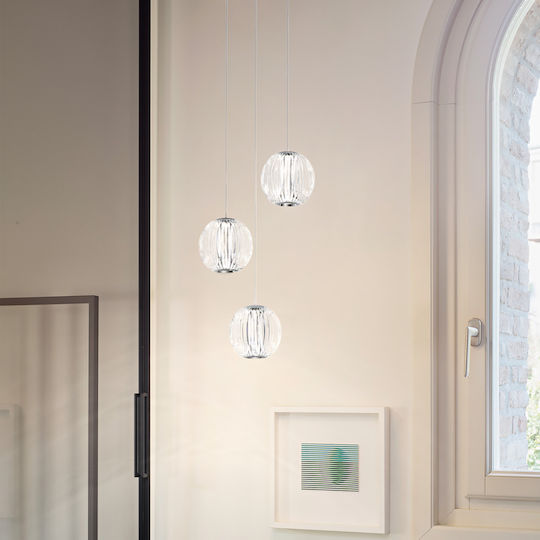 Ideal Lux Pendant Light Transparent with Crystals 110x11x230cm