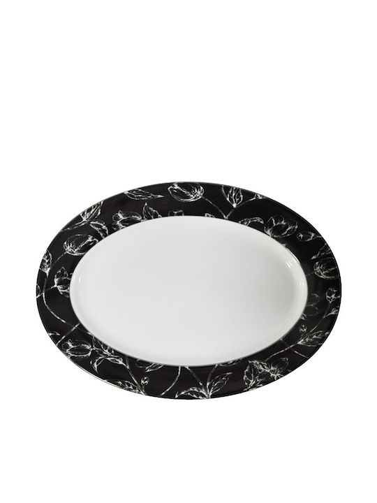 AB AB 661 Servierplatte Oval aus Porzellan Schwarz 26x18.5cm 1Stück