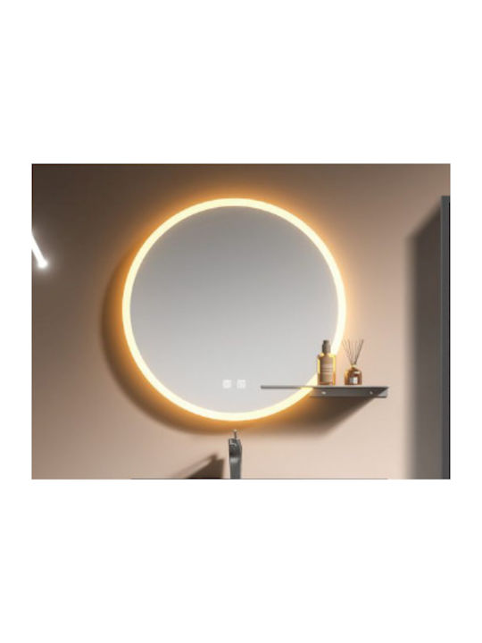 Martin Στρογγυλός Καθρέπτης Μπάνιου Led από Plywood 70x70cm Γκρι