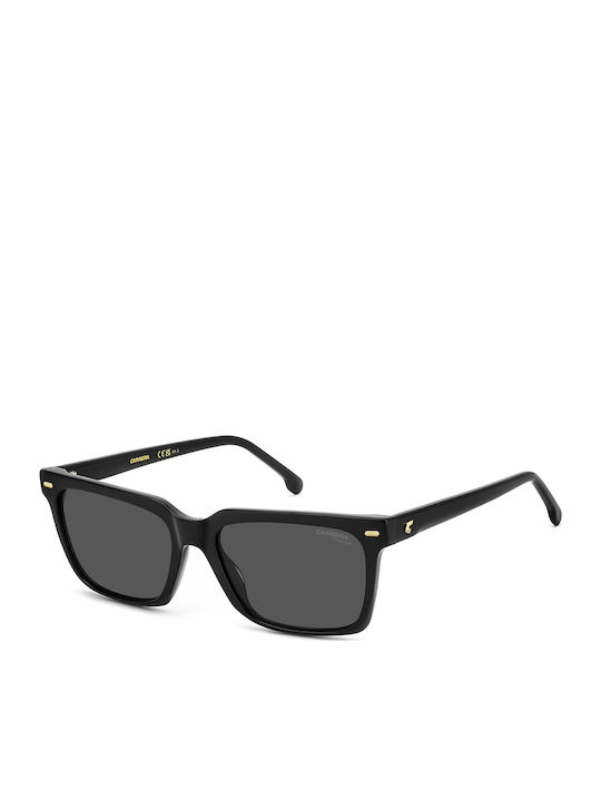 Carrera Unisex Sunglasses With Black Horn-Rimmed Frame And Grey Lens