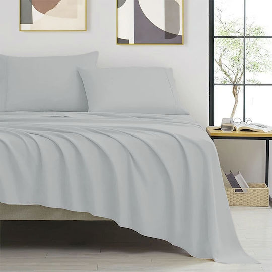 Ariete Satinport Σετ King Size 4τμχ 240x260εκ. με Λάστιχο Silver Gray