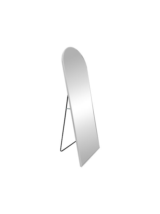 Inart Lorens Boden- oder Standspiegel Gewölbt mit Silber- und Schwarz-Aluminium Rahmenmaterial 150x46cm