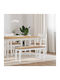 Dining Room Bench with Wooden Surface White 110x30x46.5cm