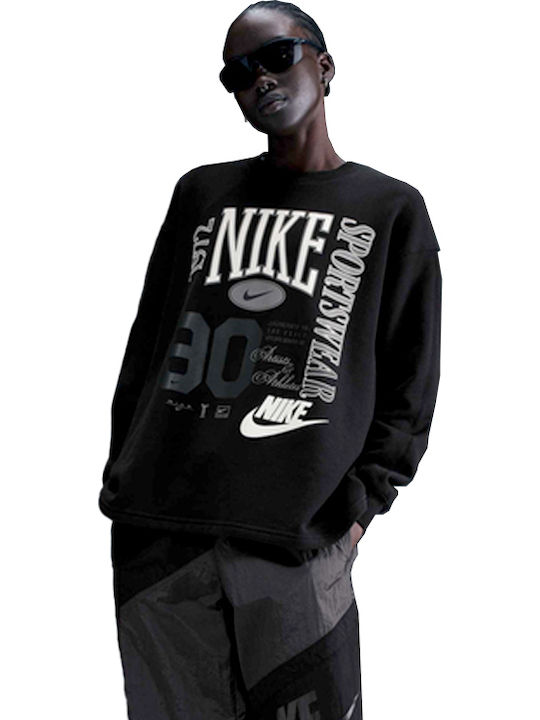 Nike Sportswear Μακρύ Γυναικείο Φούτερ Μαύρο