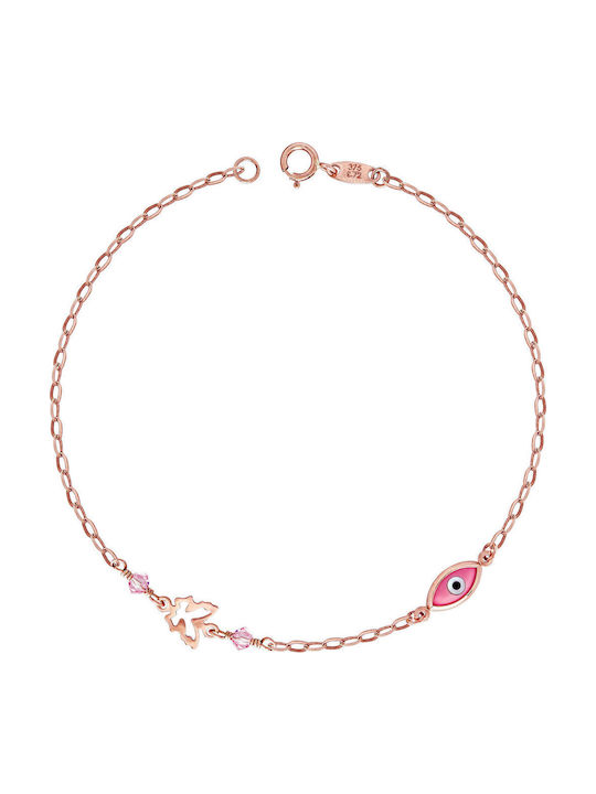 Kiriakos Gofas Kids Bracelet Chain from Gold 9K with Evil Eye & Stones