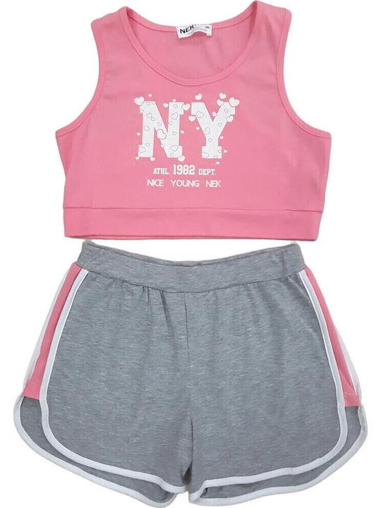 Nek Kids Wear Kids Clothing Set with Shorts Pink 2 Pieces