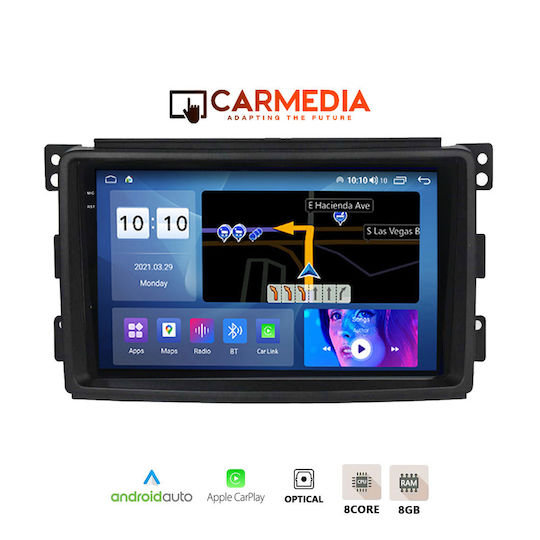 Carmedia Автомобилна Аудио Система (Блутут/USB/AUX/WiFi/GPS/Apple-Carplay/Android-Auto) с Тъчскрийн 9.5"