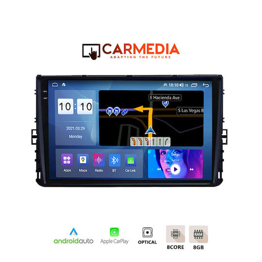 Carmedia Sistem Audio Auto pentru Volkswagen Polo / T-Cross / T-Roc 2017 (Bluetooth/USB/AUX/WiFi/GPS/Apple-Carplay/Android-Auto) cu Ecran Tactil 9.5"
