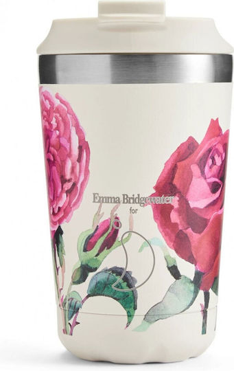 Chilly's Кафе Чаша Emma Bridgewater Термос Неръждаема Стомана Пластмасов Без BPA 340мл Рози със Сламка