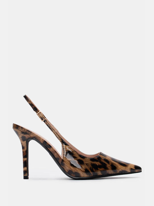 Luigi Brown Heels Animal Print