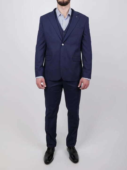 Men's Suit with Vest Blue