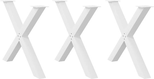vidaXL Металическо Кракче За Мебел 3 Бройки Подходящо За Офис / Маса / Малка Маса 90x72x72см Бяло