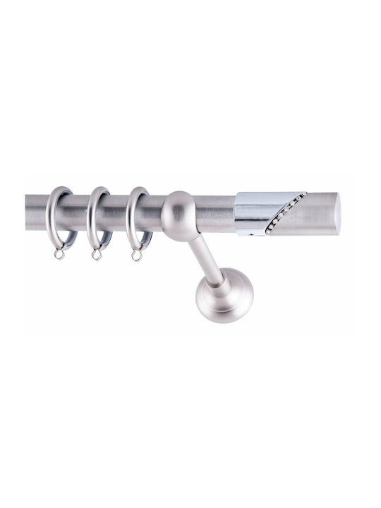 Frans Metallic Curtain Pole Retro Strass Single 160cm Nickel Satin