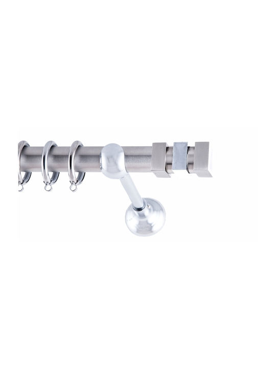 Frans Metallic Curtain Pole Lego Single 160cm Nickel Satin