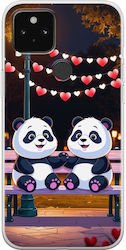 Valentine's Day Panda Love Under Stars Google Pixel 5a 5g Flexible TPU Transparent Silicone Case