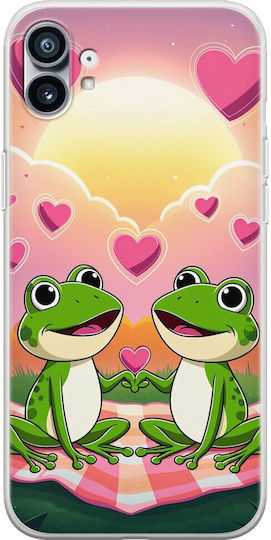 Калъф за телефон Valentine's Day Жаби влюбени на залез за Nothing Phone 1 от гъвкав TPU прозрачен силикон