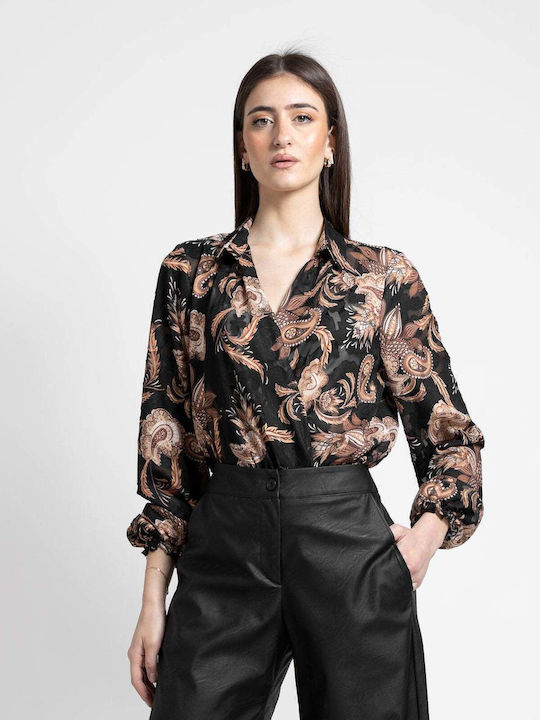 Damen Bluse mit Transparenz Black