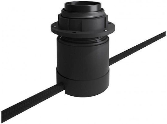 Creative Cables Stromstecker mit Steckdosenbuchse E27 in Schwarz Farbe Set 1Stück 150007