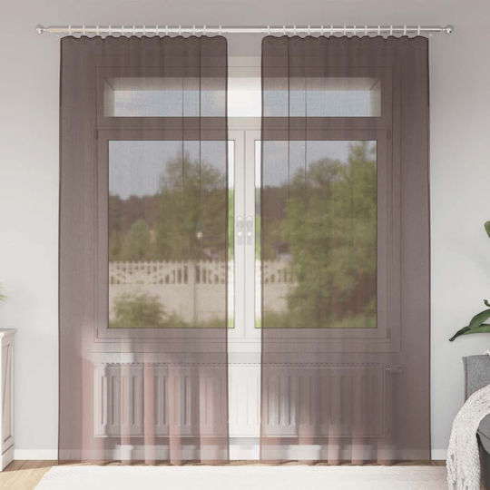 vidaXL Set of Curtains with Tab Top Voile Brown 140x245cm
