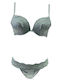 Love And Bra Lace Underwear Set with Bra & Brazil Blue
