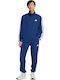 3-Stripes French Terry Σετ Φόρμας Γυαλιστερό με Λάστιχο Blue