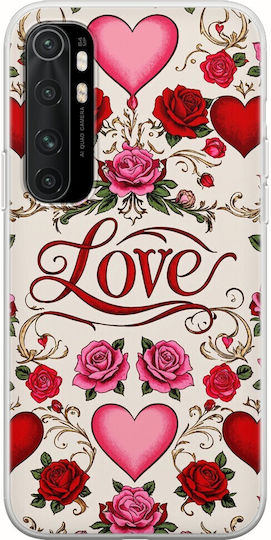Valentinstag Vintage Love Blooms Xiaomi Mi Note 10 Lite Flexible TPU Transparente Silikonhülle