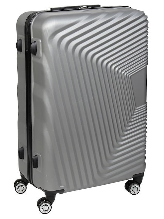 Keskor Large Hard Silver Suitcase With 4 Wheels Height 74cm