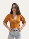 Women's Blouse with Lace Yellow