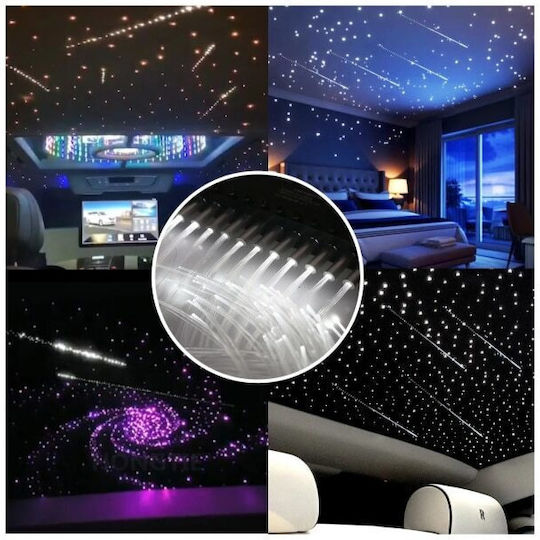 Kit cu Fibra Optică Led RGB+w Idealstore Efect de Meteor Montat pe Tavan 450 Fibre 3m 12v Control Wireless Aplicație iOS Android Bluetooth Multi-culoare