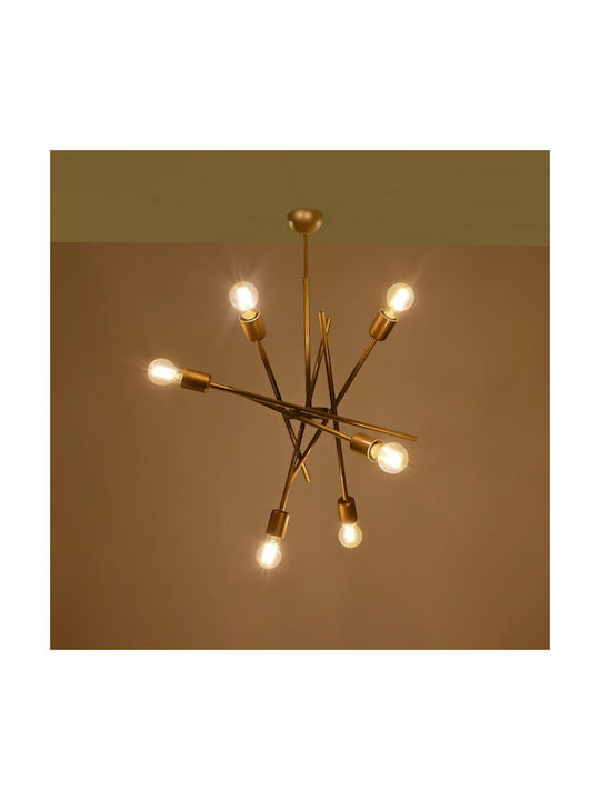 GloboStar Sunfy Pendant Light Bronze Grid for 6 Bulbs E27 60x70x60cm