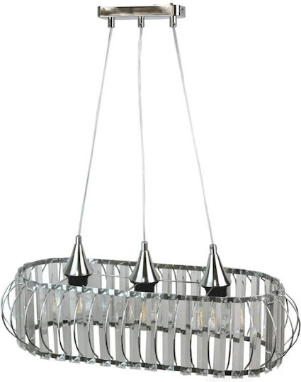 GloboStar Razia Pendant Light Silver with Crystals for Socket E27 60x40x70cm