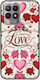 Valentine's Day Vintage Love Blooms Realme 8i Black TPU Black Silicone Case