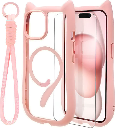 Erbord Back Cover Plastic / Silicon 0.3mm cu Curea Roz (iPhone 13)