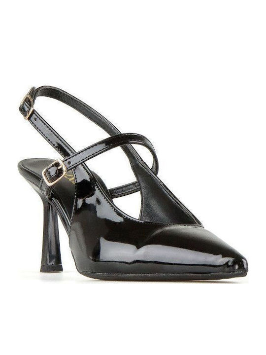 Silia D Pointed Toe Black Heels with Strap