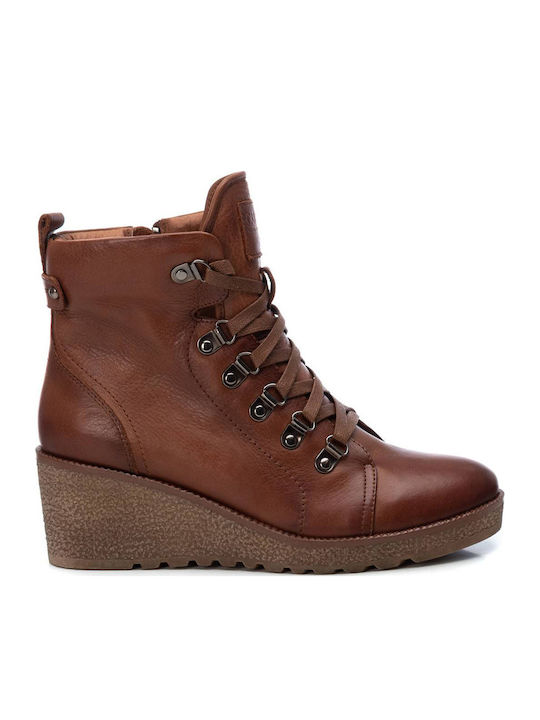 Leder Stiefeletten Damen Tabac Braun