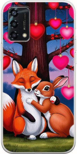 Θήκη Valentine's Day Fox Bunny Under Love Tree Oppo A94 5g Flexible Tpu Διάφανη Σιλικόνη