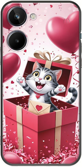 Valentine's Day Surprise Love Kitty Case Realme 10 4G Black TPU Black Silicone