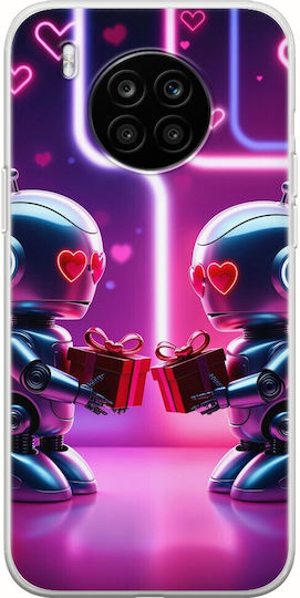 Valentine's Day Futuristic Lovebots Huawei Nova 8i Flexible TPU Transparent Silicone Case