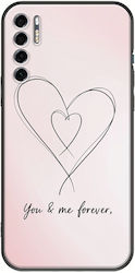 Valentine's Day Forever Connected Hearts Case for Tcl 20s 20 5g 20l 20l+ Black TPU Black Silicone