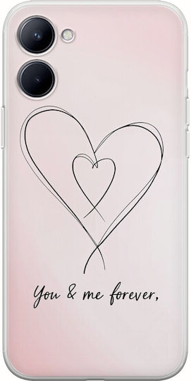 Прозрачен силиконов калъф от гъвкав TPU за Realme C33 с вечни свързани сърца за Свети Валентин