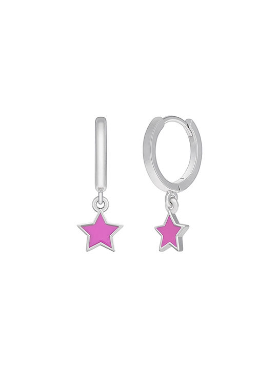 Silver Kids Hoop Earrings Star Ps151