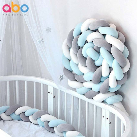 abo Crib Bumpers Braided Inside Light Blue, White, Grey 20x210cm