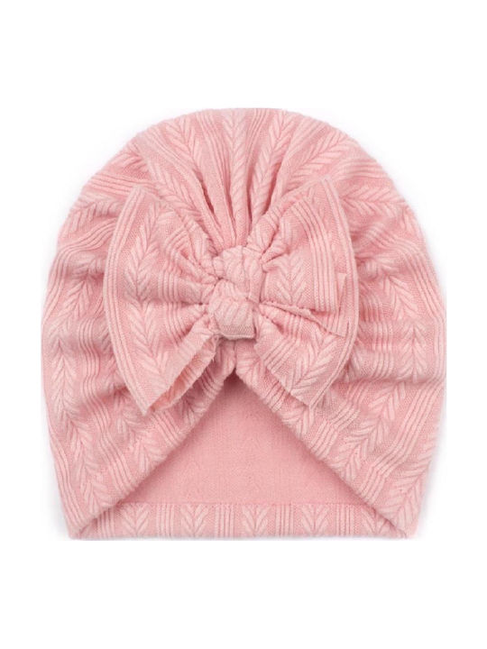 Children's Baby Soft Hair Turban Bow 0-8 Years Rib Pink