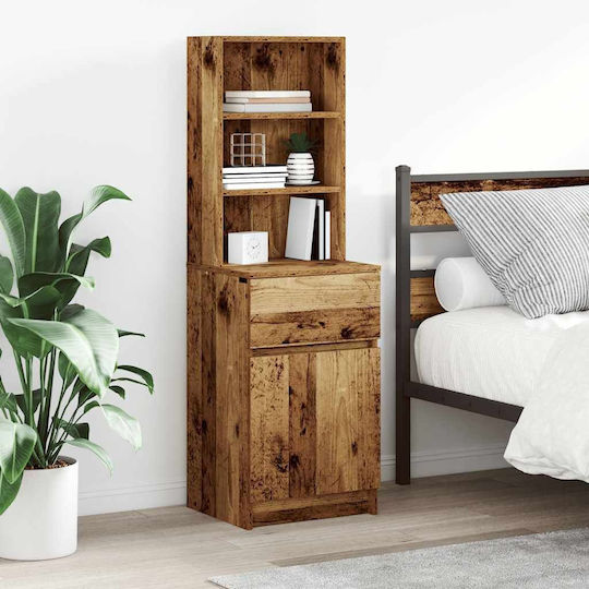 Wooden Bedside Table Old Wood 39x35x125cm