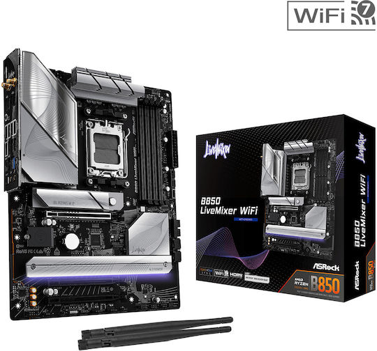 ASRock B850 LiveMixer WiFi Дънна платка ATX с AMD AM5 Сокет