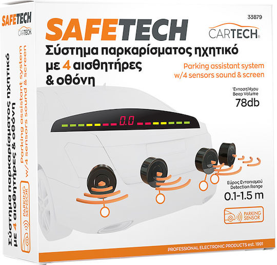 Cartech Car Parking System with Screen and 4 Sensors 22mm in Black Color