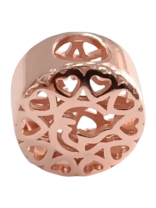 Kalliopi Silver Charm Καρδιά από Ροζ Επιχρυσωμένο Ασήμι Ροζ